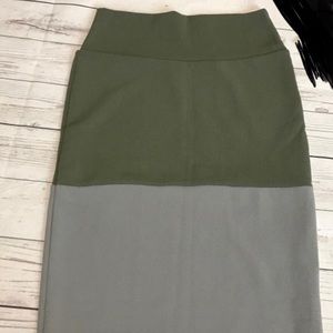 Lularoe light gray and olive Cassie skirt